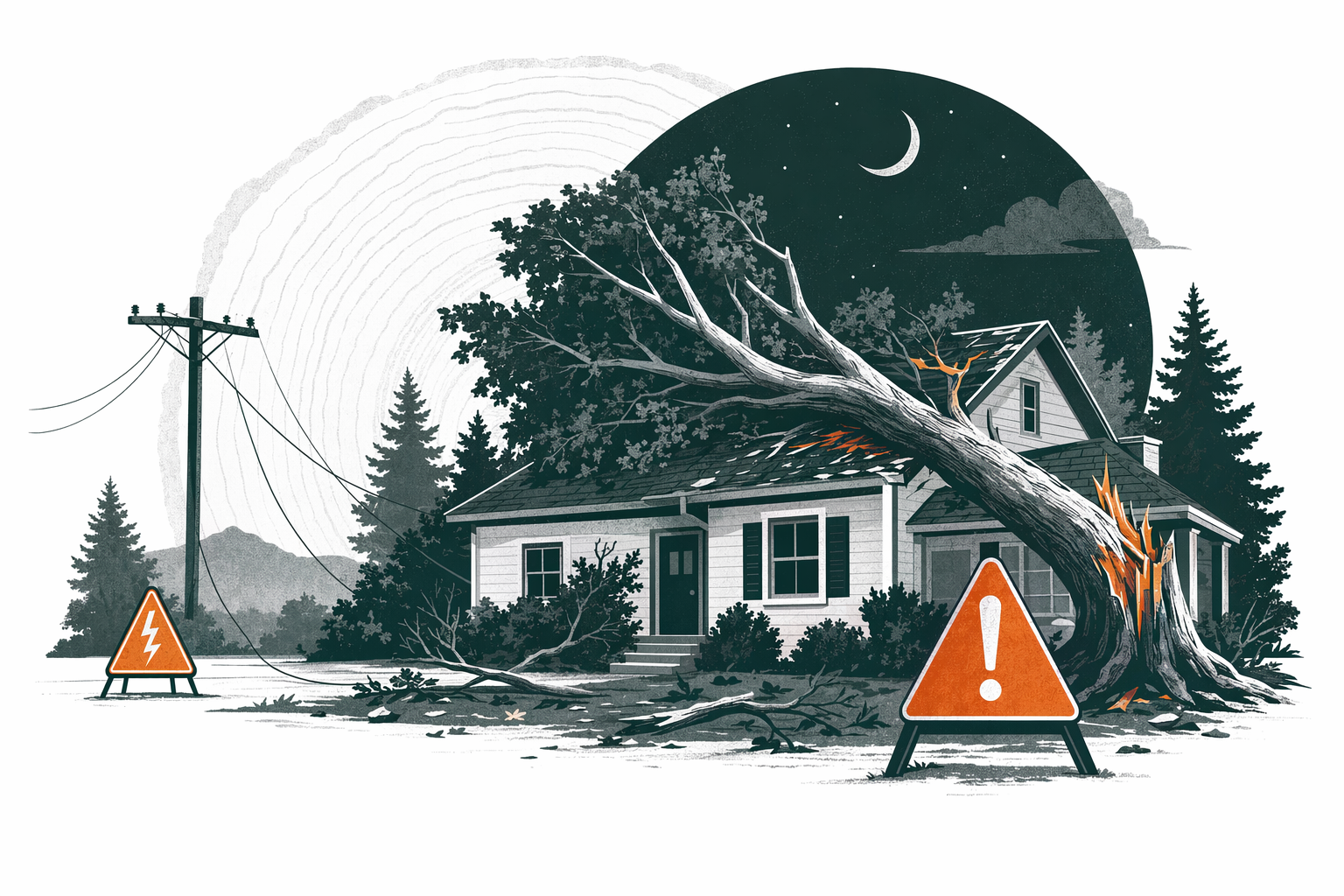 Illustration for Emergency and storm-damage tree service