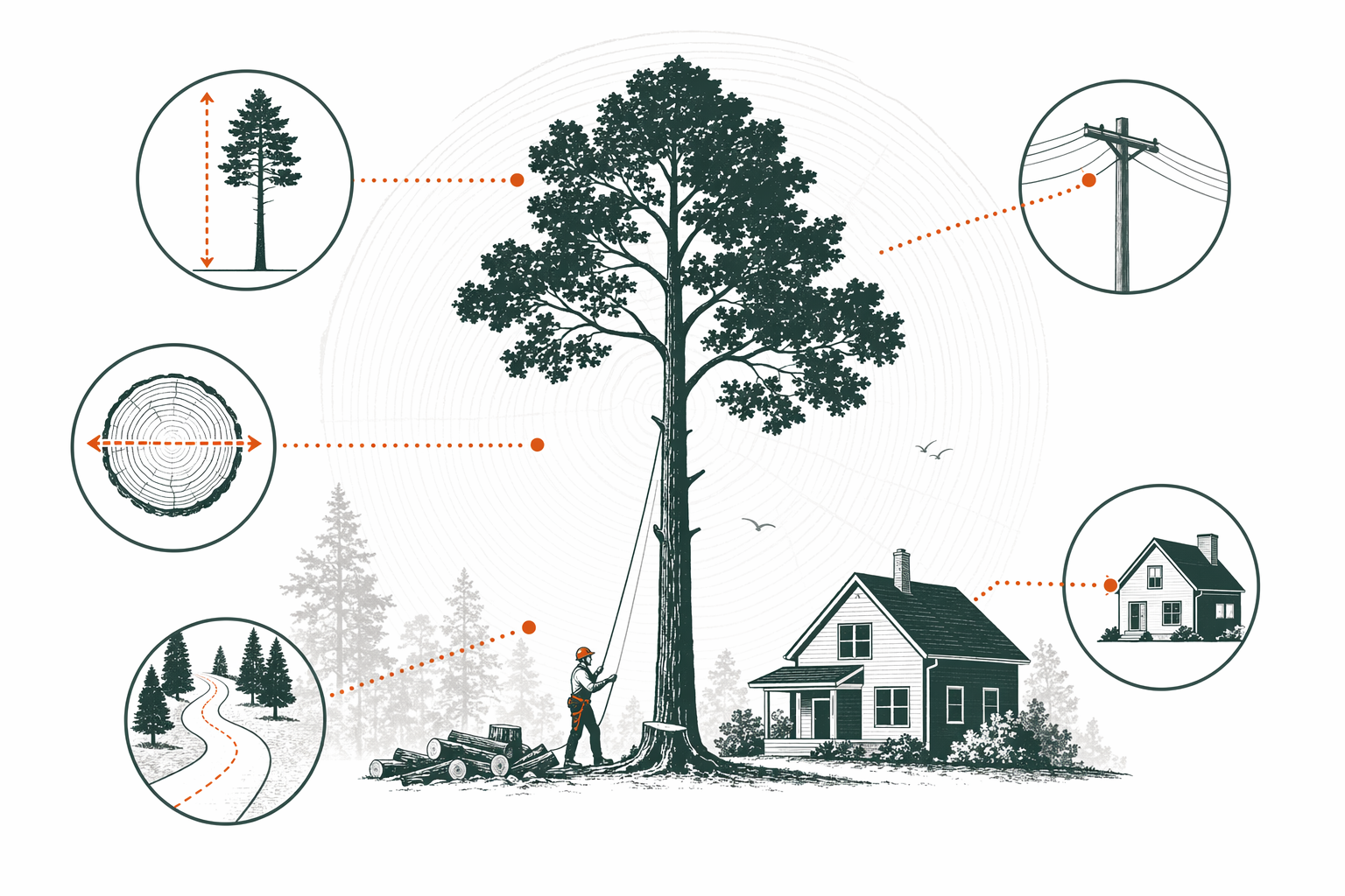 Illustration for How much tree removal costs and what drives the price