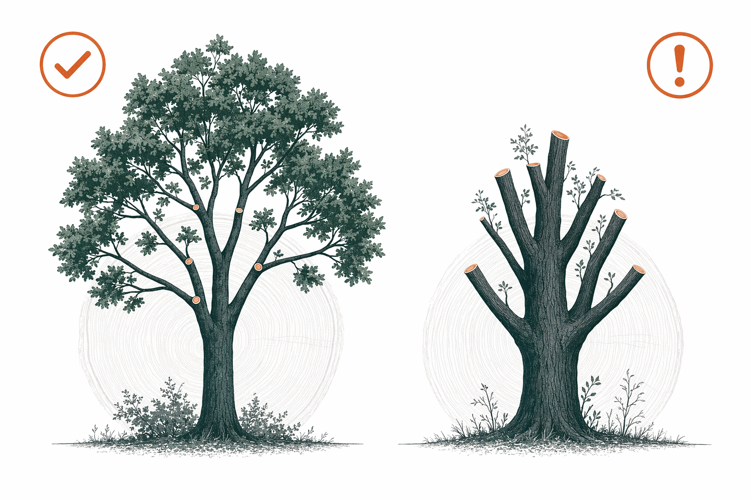 Illustration for Proper pruning versus tree topping — and why it matters