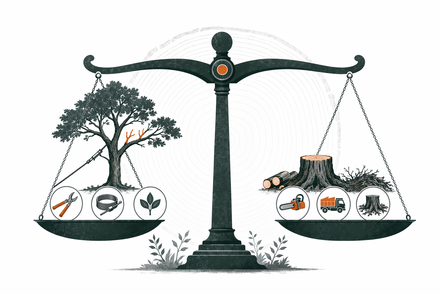 Illustration for When to remove a tree versus try to save it